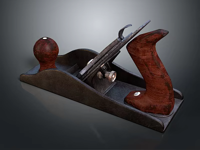 Vintage Wooden Plane Woodworking Tool With Wooden Handles And Metal Blade 3d model