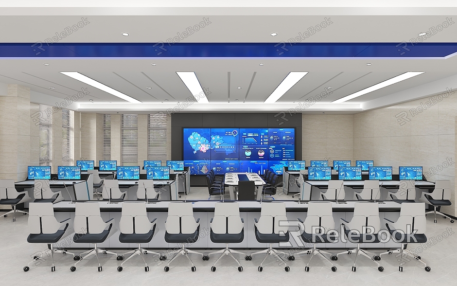 Modern Command Center Smart Brain Control Center Public Security Command Room Dispatcher Console Command Console model