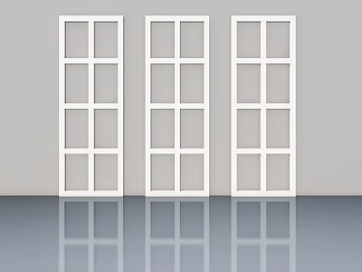 Three White Industrial Panel Doors Featuring Glass Inserts For Facilities 3d model