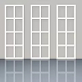 Three White Industrial Panel Doors Featuring Glass Inserts For Facilities