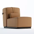 Modern Minimalist Brown Leather Single Sofa with Armrest and Cushion 3d model