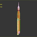 Orange and White Rocket Model With Multiple Stages And Silver Base On Gray Gradient Background 3d model