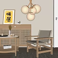 Cozy Indoor Leisure Chair With Wooden Frame And Light Cushion In Living Room