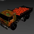 Vintage Cargo Truck Carrying Plenty Of Orange Pumpkins In Open Bed