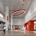 Modern Spacious Bank Lobby With Reception Desk ATM Machines And Comfortable Seating