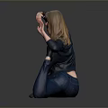 A Woman Doing Yoga Stretch In White Graphic Tee And Blue Pants