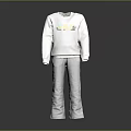 White Printed Sweatshirt With Gray Pants Casual Comfortable Daily Outfit