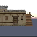 Traditional Rural Building With Stone Slab Roof Wooden Lattice Windows Wooden Door And Wooden Steps