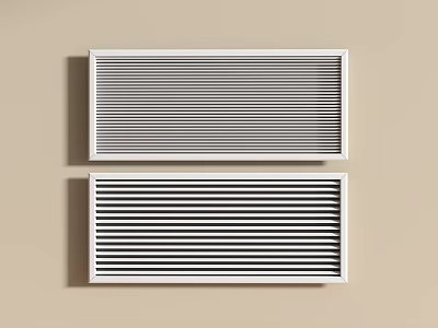 Two White Air Conditioner Vents Mounted On Beige Wall With Modern Grille Design 3d model