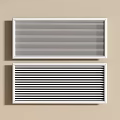 Two White Air Conditioner Vents Mounted On Beige Wall With Modern Grille Design