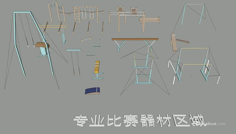Professional Sports Equipment For Competition Training Area Fitness Gear Collection 3d model 