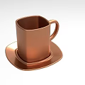 Shiny Copper Square Cup With Matching Saucer For Modern Tabletop Decor