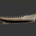 Ancient Style Wooden Boat Model With Ribbed Frame And Brown Red Wood Grain