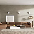 Modern corner sofa coffee table combination 3d model