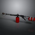 Flamethrower Equipment With Metal Spray Pipe Red Fuel Canisters And Control Grip