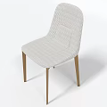 Modern Dining Chair With Light Gray Striped Fabric Square Cushion And Light Brown Wooden Legs