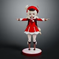 Game Anime Character In Red Christmas Outfit With White Hair Arms Outstretched On Red Base