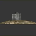 Small Wooden Shed Positioned On Circular Earth Mound With Rough Ground Surface