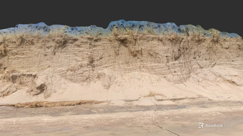 Microtopography Natural Landscape With Stratified Soil Grass And Surface Texture Details 3d model 
