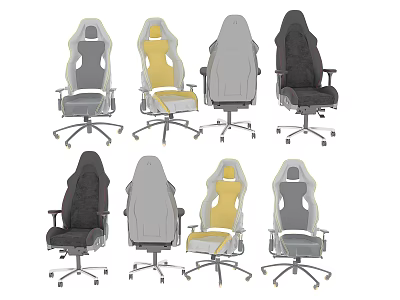 Stylish Office Chairs Featuring Multiple Colors High Backrests Armrests And Rolling Wheels 3d model