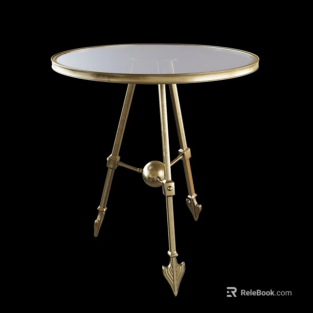 Elegant Round Coffee Table With Gold Metal Frame And Clear Glass Top Design 3d model 