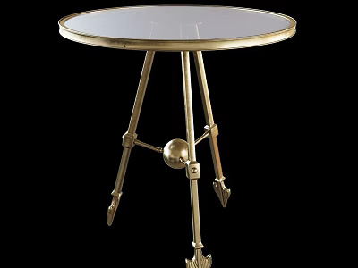 Elegant Round Coffee Table With Gold Metal Frame And Clear Glass Top Design 3d model