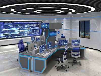 Command Hall Operation Console Science and Technology Sense Booth Fire Monitoring Desk Dispatching Computer Desk Baking Paint Desk Computer Room Office Exhibition Data Laboratory Central Control Room Paperless Dispatching 3d model