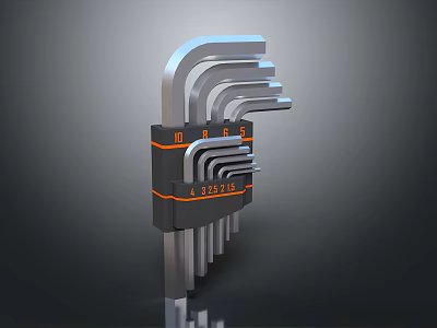 Chrome Vanadium Hex Key Wrench Set With Various Sizes And Storage Case For Hardware Tools 3d model