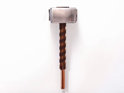 Hardware Tool Hammer with Silver Head Brown Black Spiral Handle and Copper Base 3d model