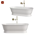 Modern White Freestanding Bathtub Design With Pedestal And Brass Fixtures