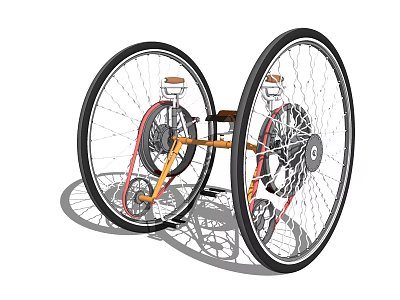 Modern Bicycle With Large Wheels Orange Frame Brown Seat And Stylish Design 3d model