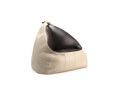Comfortable Beige And Brown Bean Bag Chair With Modern Design For Living Room 3d model
