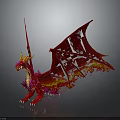 Detailed Red Winged Dragon Fantasy Character With Flame Decorated Mythical Design