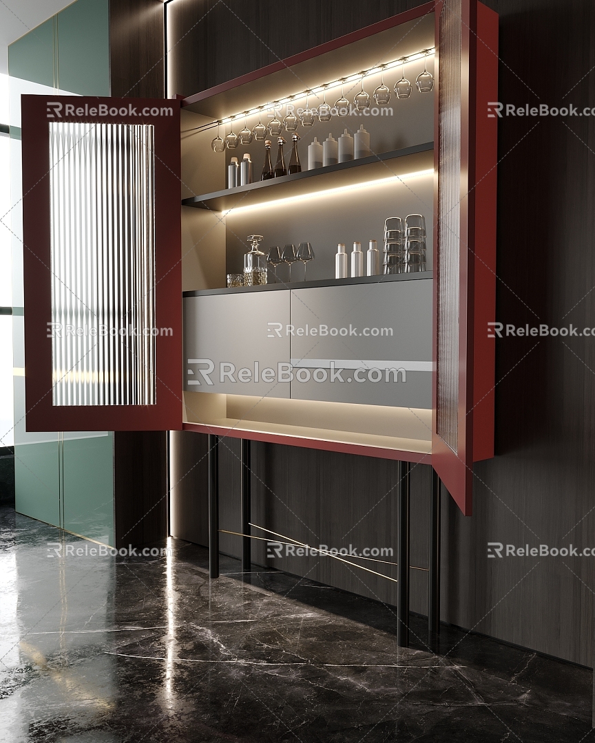 Fashion personality wine cabinet side cabinet 3d model