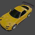 Yellow Modified Sports Car Featuring Streamlined Body Large Wheels and Rear Wing