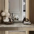Elegant Modern Wardrobe Design With Double Doors Gold Accents Mirror And Decorative Vase