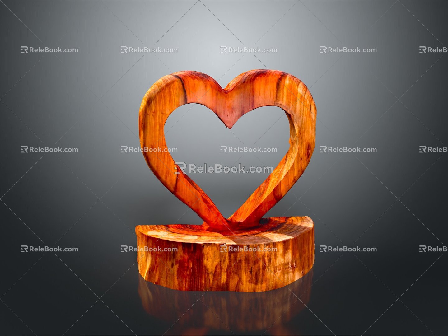 Love wood carving furnishings realistic 3d model