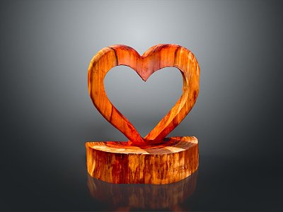 Love wood carving furnishings realistic 3d model