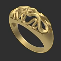 Elegant Gold Ring With Intricate Twisted Carved Patterns And Ornate Design