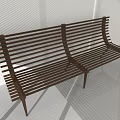 Dark Brown Solid Wood Leisure Chair With Slatted Backrest For Modern Minimalist Indoor Space