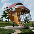 Landscape Pavilion Landscape Sketch Corridor Frame Pocket Park Shaped Curve 3d model