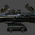 Black Tactical Weapon Sightmark Scope With Lens Caps Adjustment Knobs Mounting Base 3d model
