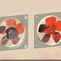 Two Square Exhaust Fans With Red Blades For Home Daily Electrical Appliances