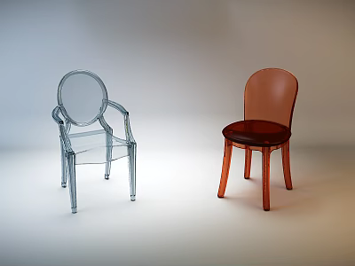 Transparent Armrest And Brown No Armrest Modern Acrylic Single Chair 3d model