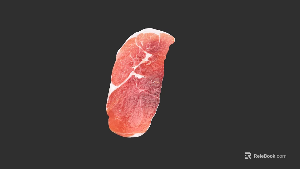 Fresh Raw Meat with Red Color and White Fat Texture on Black Background 3d model 