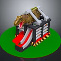 Crocodile Shaped Playground Equipment With Red Slide Bone Decorations And Black Yellow Stripes
