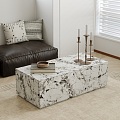 Light Luxury Bulgari Coffee Table Marble Coffee Table Rock Board Coffee Table Candle Holder Texture Carpet 3d model