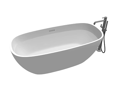 Modern Freestanding Bathtub Design With Chrome Faucet And Handheld Shower 3d model