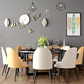 Modern Dining Table and Chair Combination Dining Table 3d model