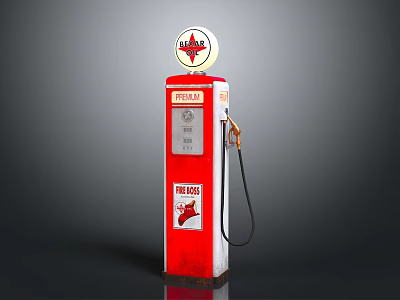 Vintage TEXACO Gas Pump With Red White Design Round Top Sign And Fuel Nozzle 3d model